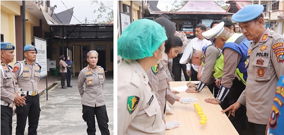 Kapolres Pematangsiantar AKBP Sah Udur T.M. Sitinjak SH. SIK. MH dan Kasi Propam AKP Henry P. Bangun dampingi Tim Propam Polda Sumut laksanakan Opsgaktibplin