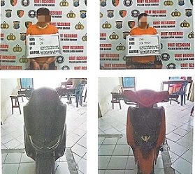 Kedua pelaku curanmor dan barang bukti