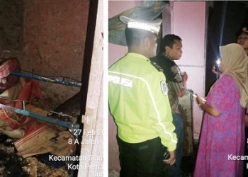 Personil piket Polres Pematangsiantar dan Polsek Siantar Martoba saat cek TKP