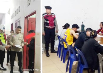 Personil Sat Samapta dampingi razia pekat 