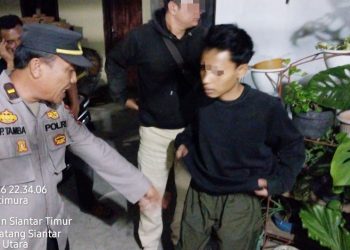 Personil piket Polsek Siantar Timur dipimpin Pawas Kanit Samapta IPDA Todo P. Tamba saat amankan IHN