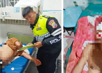 Personil Unit Gakkum Saat cek korban laka lantas di rumah sakit