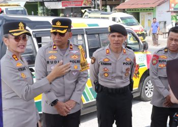 Kapolres Pematangsianțar AKBP Sah Udur T.M. Sitinjak SH. SIK. MH pengecekan kesiapan Pos Pam dan Yan Ops Ketupat Toba Tahun 2026
