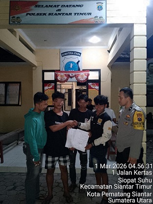 Personil piket Polsek Siantar Timur Polres Pematangsiantar selesaikan dugaan penganiayaan di Jalan Pdt. Justin Sihombing