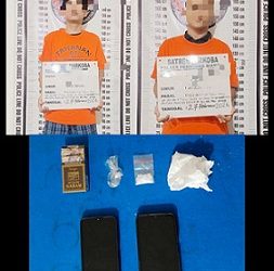 Kedua tersangka HRP alias Raihan dan RDP beserta barang bukti