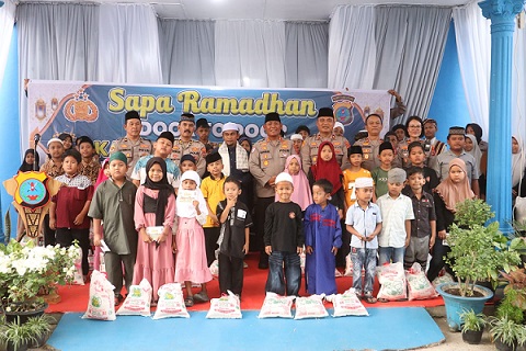 Kapolres Simalungun AKBP Marganda Aritonang, S.H., S.I.K. M.M sambut 50 anak yatim piatu dari lima kecamatan