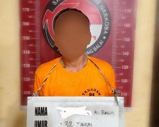 Tersangka KM alias Bagus dan barang bukti
