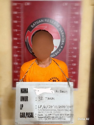 Tersangka KM alias Bagus dan barang bukti