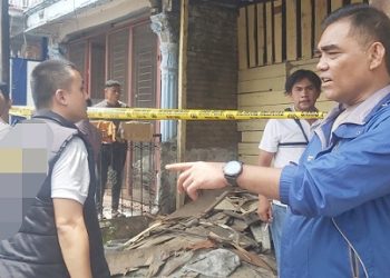 Personil Polsek Siantar Uara saat cek TKP