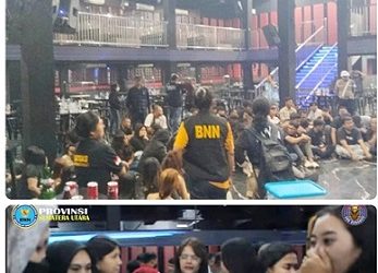 Razia THM Blue Night di Jalan Binjai, Emplasmen Kwala Mencirim, Kecamatan Sei Bingai, Kabupaten Langkat  (Foto Ist)