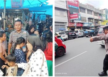 Kasub Sekor Aiptu Edi Syahputra SH tingkatkan patroli jalan kaki pada siang hari diseputaran Pasar Horas