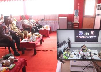 Kapolres Simalungun AKBP Marganda Aritonang, S.H. S.I.K. M.M Dampingi Kapolda Sumut Irjen Pol Whisnu Hermawan Februanto, S.I.K., M.H Ikuti Vidzon Kapolri dari Parapat