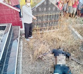 Mayat Pria Tanpa Identitas saat masih di TKP