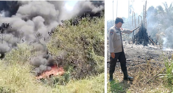 Polsek Bangun Sigap Tangani Kebakaran Lahan 4 Hektare Diarea Kebun Bekas Tempat Kremasi Huta IV