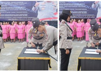 Kapolres Pematangsiantar AKBP Sah Udur T.M. Sitinjak SH. SIK. MH Sertijab Kapolseķ Siantar Marihat AKP David Eka Putra S.H dan Kapolsek Siantar Selatan IPTU Suhaira Marbun, SH.