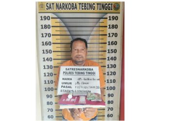Pelaku ASC dan barang bukti diamankan di Sat Resnarkoba Polres Tebing Tinggi