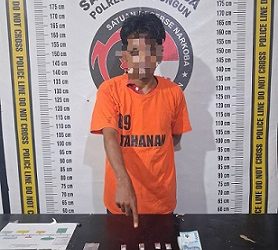 Pelaku DFH dan barang bukti diamankan Sat Resnarkoba Polres Simalungun