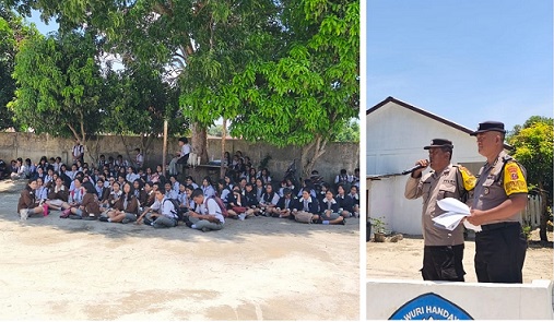 Bhabinkamtibmas AIPTU SM. Purba dan AIPDA Ijon Rotuah Saragih hadir sampaikan pesan pesan kamtibmas di SMA Negeri 1