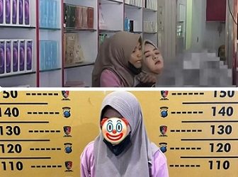 Wanita inisial AP saat mengancam karyawan toko ponsel PS Store Medan yang kini telah diamankan di Polsek Medan Kota. (Foto Ist)