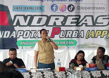 Anggota DPRD Kota Medan, Andreas Pandapotan Purba, S.Ak (APP) saat pelaksanaan sosper. (Foto Ist)