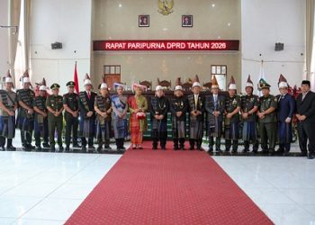 Wali Kota Pematangsiantar Wesly Silalahi SH MKn bersama Forkopimda menghadiri Rapat Paripurna Peringatan Hari Jadi ke-155 Kota Pematangsiantar, di Gedung Harungguan DPRD Pematangsiantar