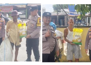 Kapolseķ Siantar Utara AKP Jahrona Sinaga SH Berikan Bansos kepada Warga Membutuhkan di Jalan Patuan Nagari