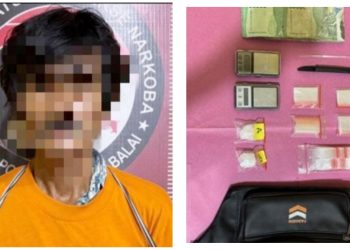 Tersangka S dan barang bukti