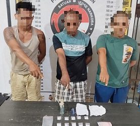 Ketiga pengedar sabu dan barang bukti