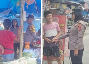 Kapolsek Siantar Utara AKP Jahrona Sinaga Patroli Jalan Kaki dan Silaturahmi di Pasar Dwikora Parluasan,