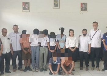 para pelajar bolo sekolah yang terjaring razia kasih sayang Polsek Tanah Jawa