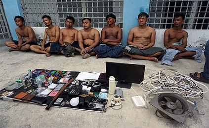 Tujuh terduga pelaku narkoba yang ditangkap operasi POMAL Kodaeral I Belawan. (Foto Ist)