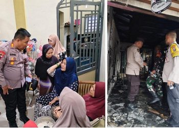 Kapolsek Siantar Marihat AKP David Eka Putra SH saat pimpin pengecekan di TKP Kebakaran