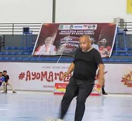 Ketua DPRD Kota Pematangsiantar, Timbul Marganda Lingga saat membuka turnamen AAFI Kota Pematangsiantar