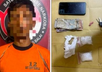 Tersangka MR alias Riki dan barang bukti