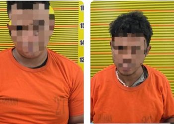 Dua pengedar sabu yang ditangkap pihak Polda Sumut d Desa Bandar Baru. (Foto Ist)