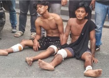 Dua pelaku begal yang menyerang seorang pelajar SMA yang diringkus Tim Cobra Sat Reskrim Polres Binjai. (Foto Ist)