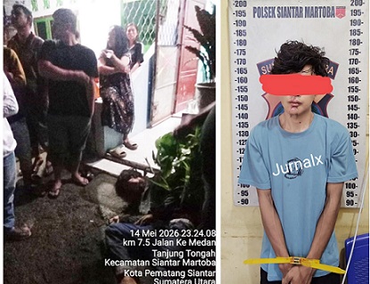 Tersangka IM saat terkapar dimassakan warga dan sudah ditahan Polsek Siantar Martoba