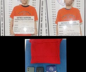 Tersangka DD dan R beserta barang bukti yang ditangkap Sat Resnarkoba Polres Pematangsiantar