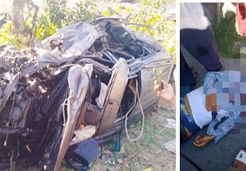 Barang bukti mobil Pajero Sport dan jenajah Haidin Sinaga saat masih di TKP