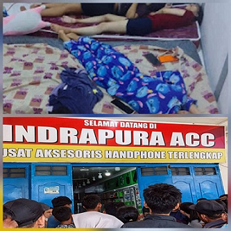 Pekerja yang ditemukan dalam kamar di toko ponsel Indrapura ACC di Jalinsum Indrapura, Kecamatan Air Putih, Kabupaten Batu Bara. (Foto Ist)
