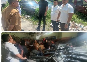 Gudang barang milik Pemko Medan yang disidak Tim Pansus Aset Daerah dipimpin Robi Barus. (Foto Romulo)