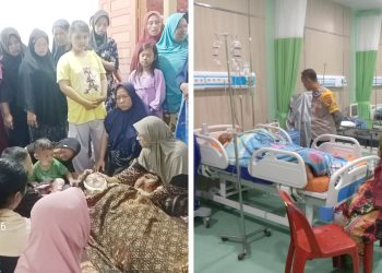 jenajah korban Lirahayu Siregar saat disemayamkan di rumah duka dan suaminya Suratman Damanik dirawat di ICU