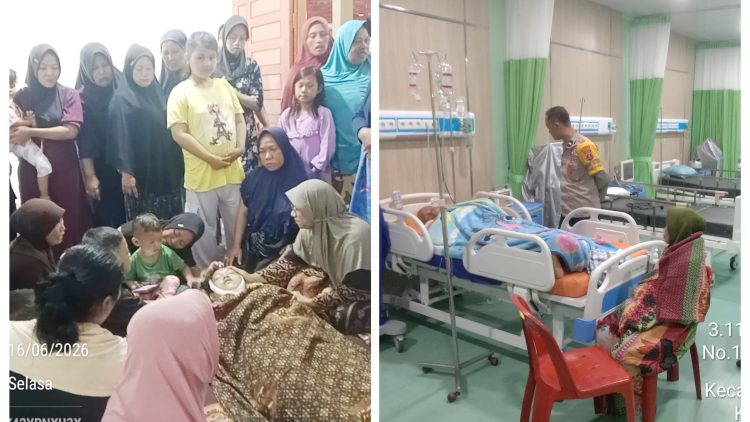 jenajah korban Lirahayu Siregar saat disemayamkan di rumah duka dan suaminya Suratman Damanik dirawat di ICU