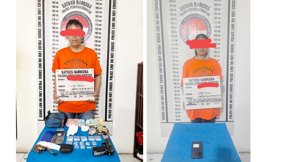 Kedua tersangka FZ dan EG beserta barang bukti diamankan di Sat Resnarkoba Polres Pematangsiantar