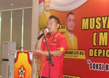 Anggota DPRD Medan Reza Pahlevi Lubis S Kom terpilih menjadi Ketua SOKSI Kota Medan untuk periode 2026-2031. (Foto Ist)