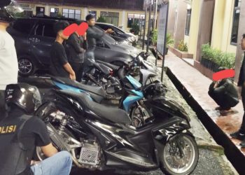 Timsus Dayok Mirah Amankan Tiga Sepedamotor Knalpot Brong