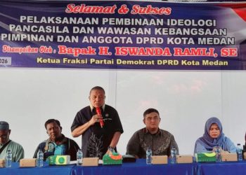 Anggota DPRD Medan Kota Medan H. Iswanda Ramli SE saat gelar Pembinaan Ideologi Pancasila dan Wawasan Kebangsaan (WasBang). (Foto Ist)