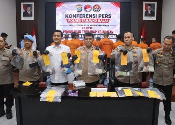 Wakapolres Kompol MP Pardede SH saat pimpin konferensi