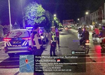 Personil Polres Pematangsiantar saat Laksanakan KRYD di Jalan Sutomo