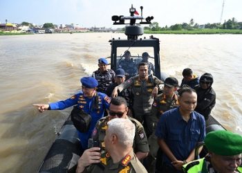 Pemprov Sumut dan Pemko Tanjung Balai melakukan patroli laut gabungan yang menyisir jalur-jalur rawan penyelundupan narkoba di Selat Malaka. (Foto Ist)